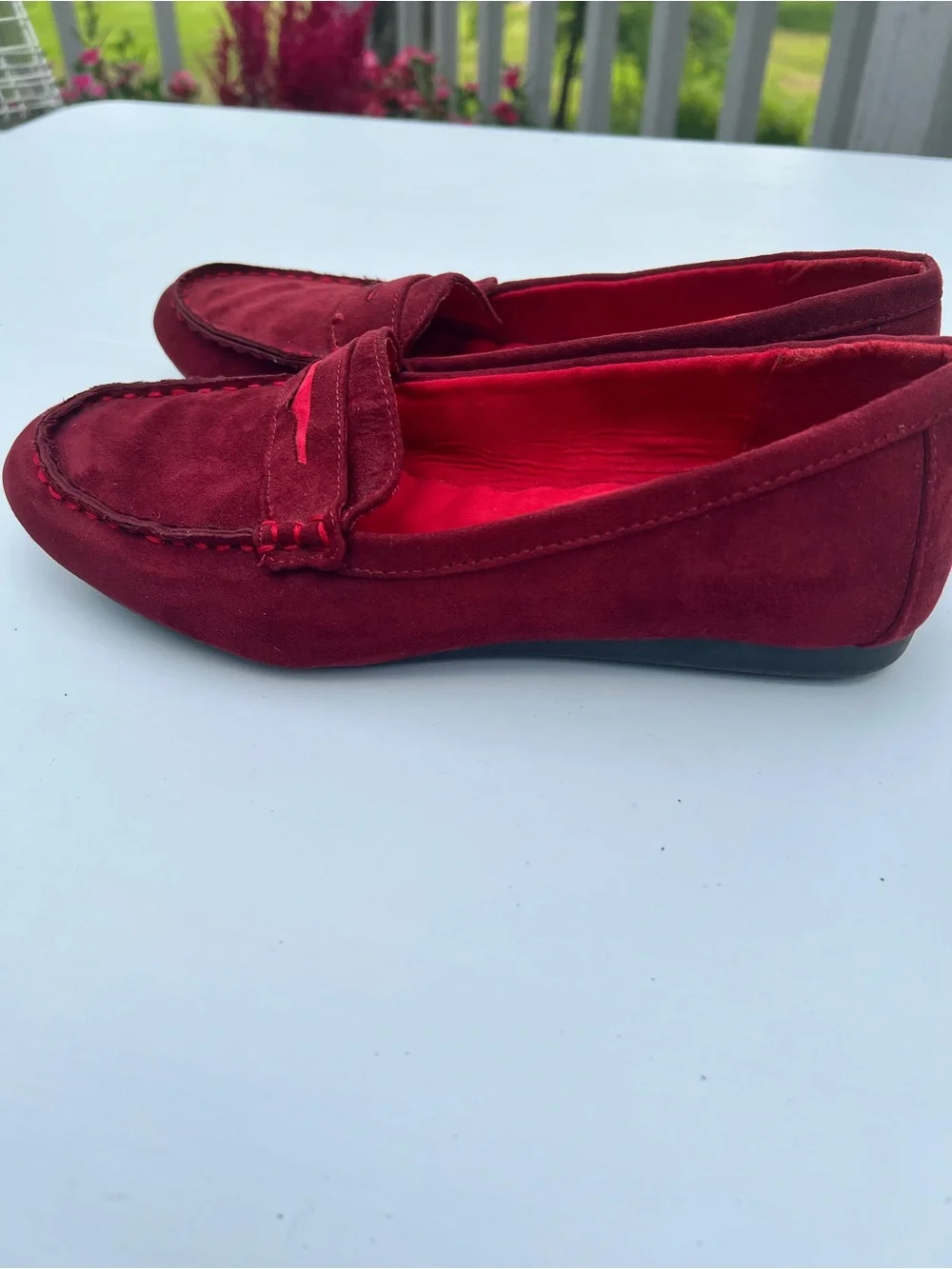 Cushion Walk by Avon Women’s Suede Penny Loafers in Deep Wine Red 10
